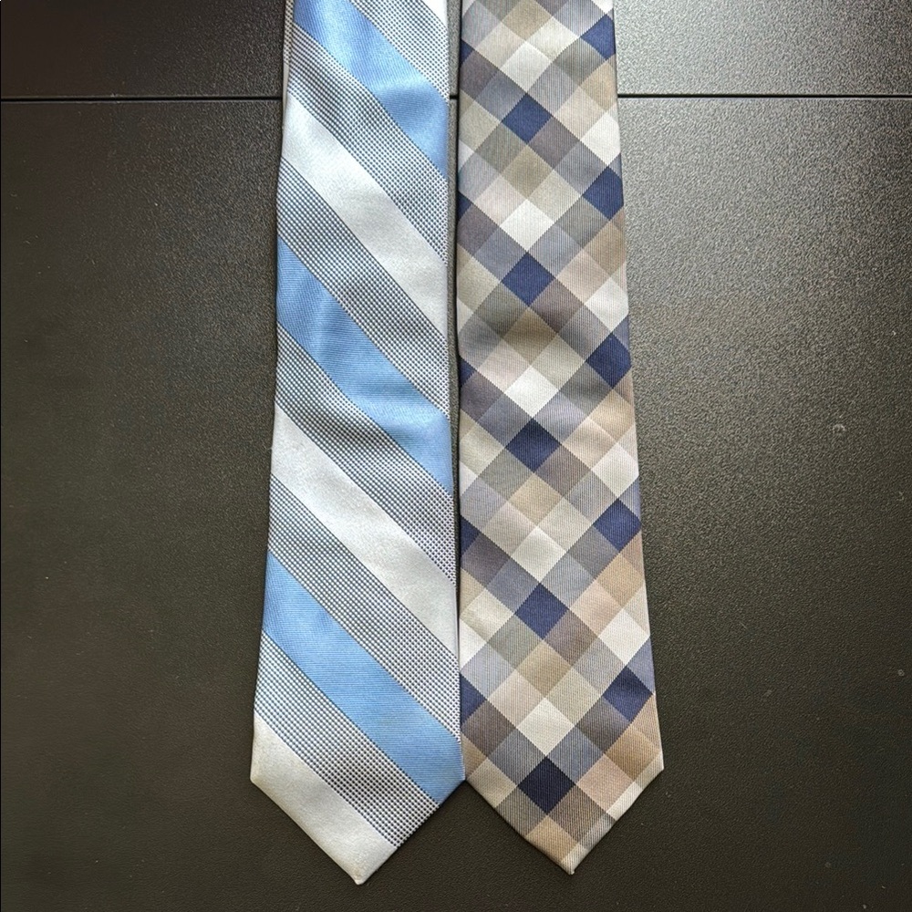 Express Blue and Gray Striped Skinny Tie Set
